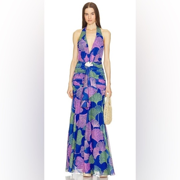 PatBO Ocean Leaf Draped Maxi Dress - Picture 2 of 6
